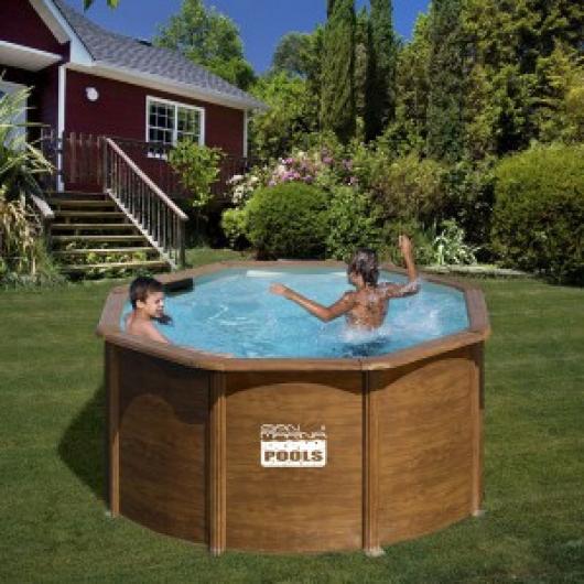 PISCINA GRE KIT240W DESMONTABLE PACIFIC - PISCINAS GRE DESMONTABLES - PISCINAS  GRE REDONDA 1.20 MTS PACIFIC IMITACION MADERA SAN MARINA - Casetas y  Cobertizos de Resina para Jardin en España, Piscinas Gre