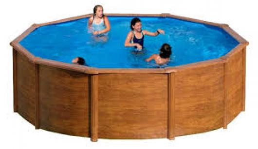 Piscina desmontable Gre Pacific circular imitación madera