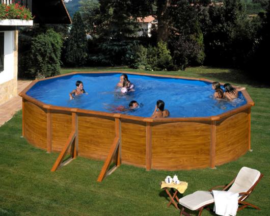 PISCINA GRE KITPROV508WO DESMONTABLE SAN MARINA GRE MAURITIUS - PISCINAS  GRE DESMONTABLES - PISCINAS GRE OVALADAS 1.32 MTS MAURITIUS IMITACION  MADERA - Casetas y Cobertizos de Resina para Jardin en España, Piscinas Gre